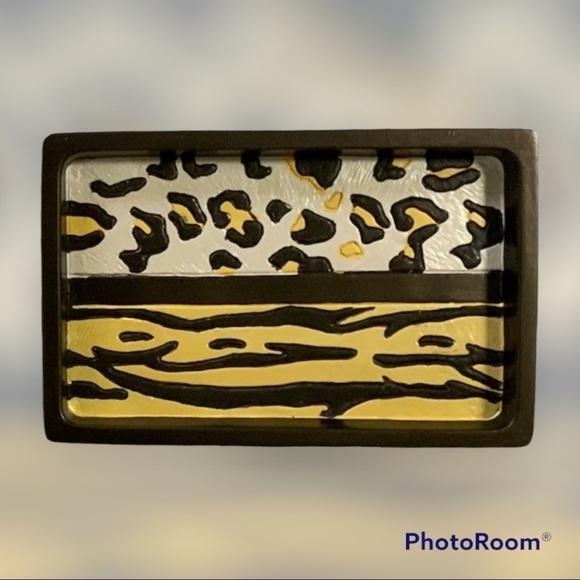 Exotic Animal Print Soap Dish Trinket Tray Stoneware Resin Gazelle Collection - Picture 3 of 11